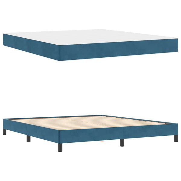 vidaXL Lit à ressorts avec matelas bleu foncé 180 x 200 cm Tissu