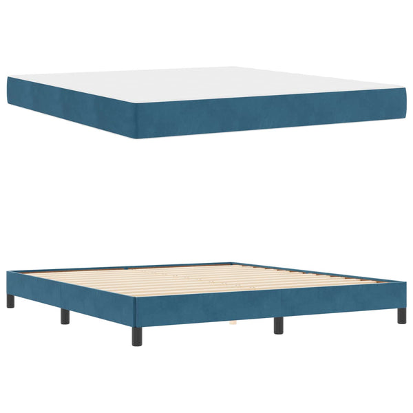 vidaXL Lit à ressorts avec matelas bleu foncé 180 x 200 cm Tissu