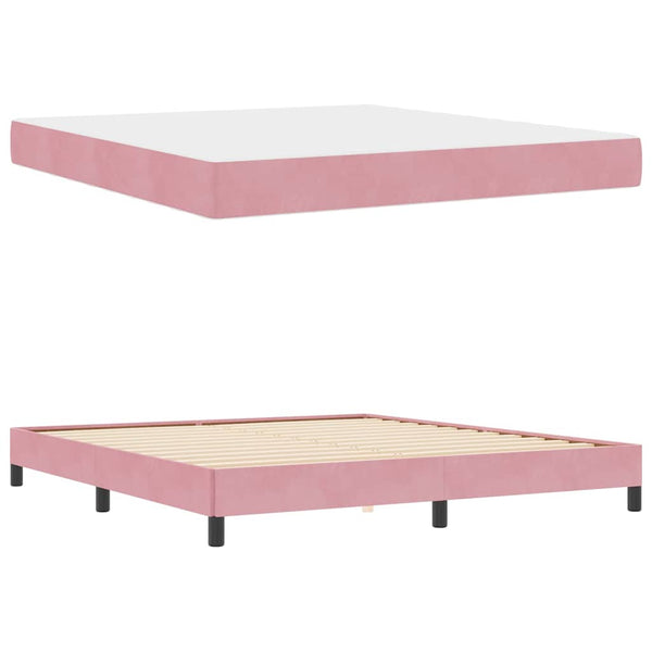 vidaXL Lit coffre avec matelas Rose 180 x 200 cm Tissu