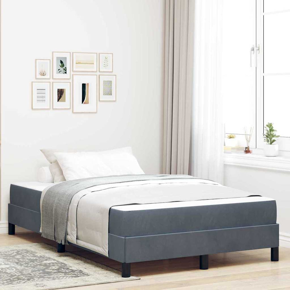vidaXL Lit coffre avec matelas Tissu gris foncé 120 x 210 cm