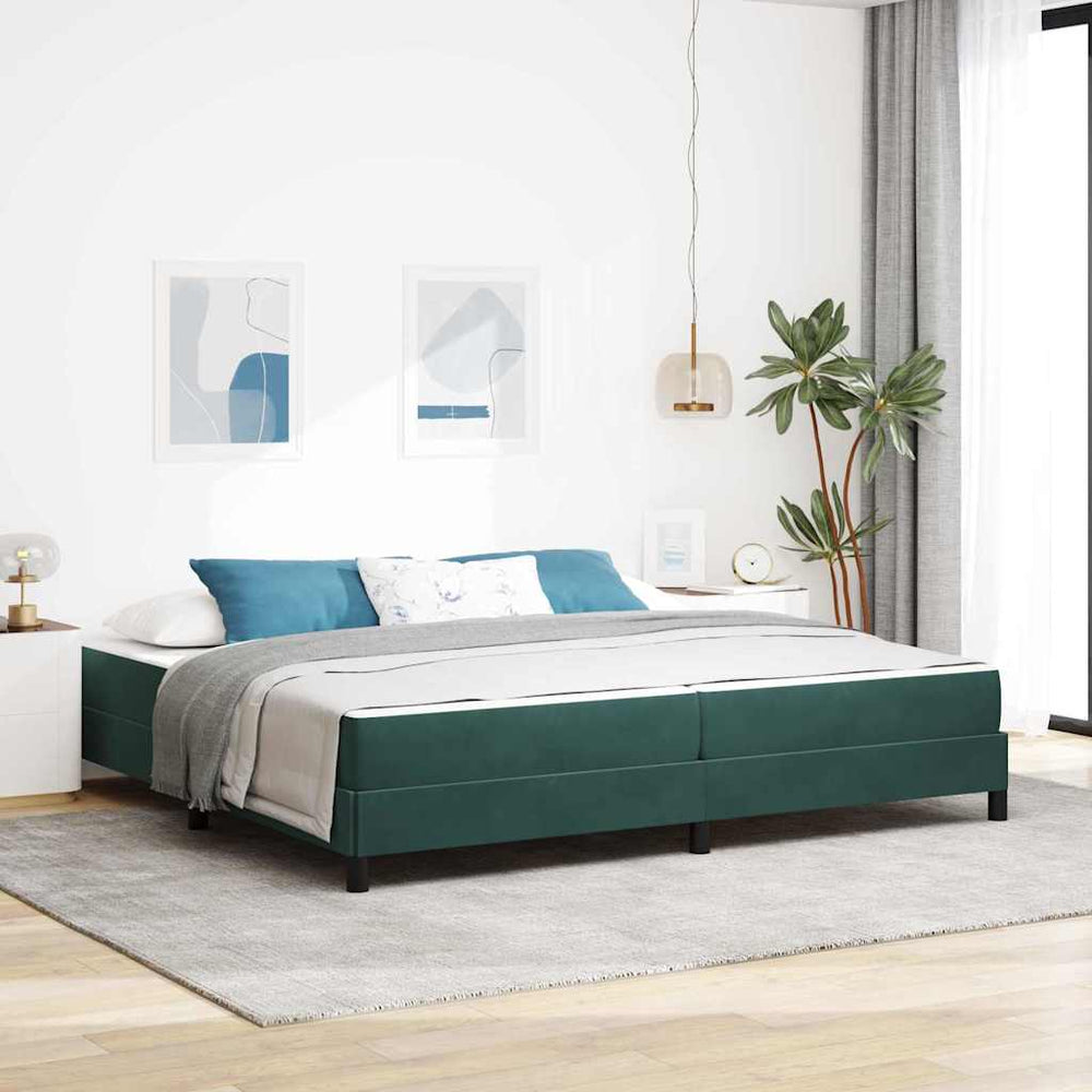 vidaXL Lit tapissier avec matelas vert foncé 200 x 210 cm Tissu