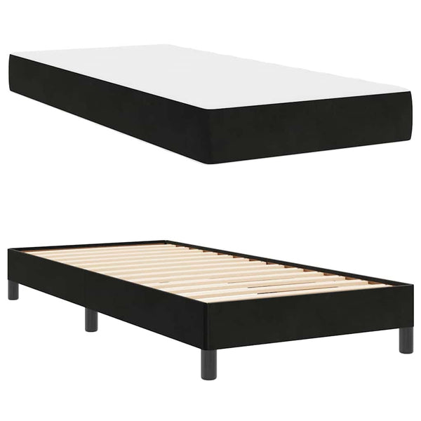Boxspringbett mit Matratze Schwarz 80x220 cm