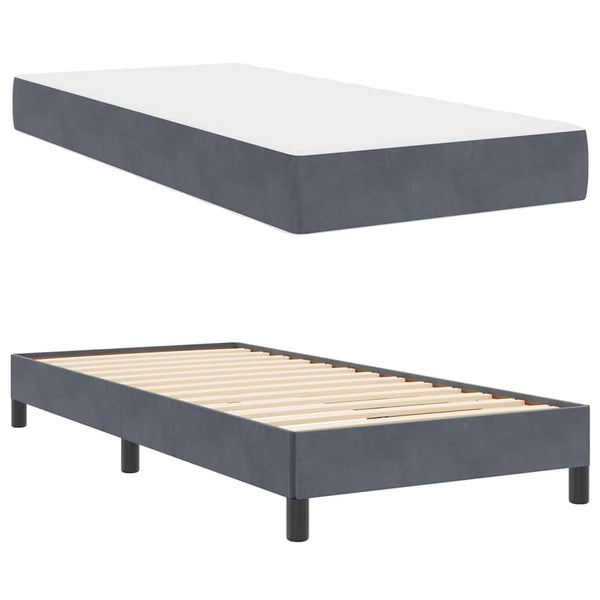 Boxspringbett Dunkelgrau 90x220 cm mit Matratze