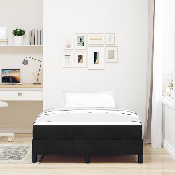 vidaXL Lit coffre avec matelas noir 120 x 220 cm tissu