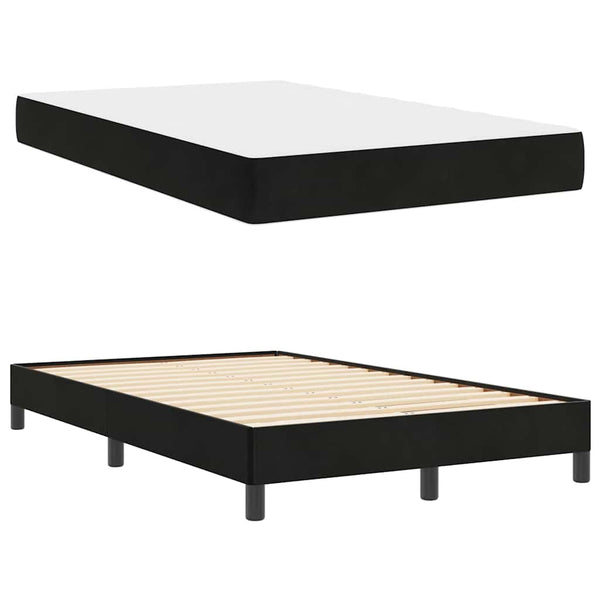 vidaXL Lit coffre avec matelas noir 120 x 220 cm tissu