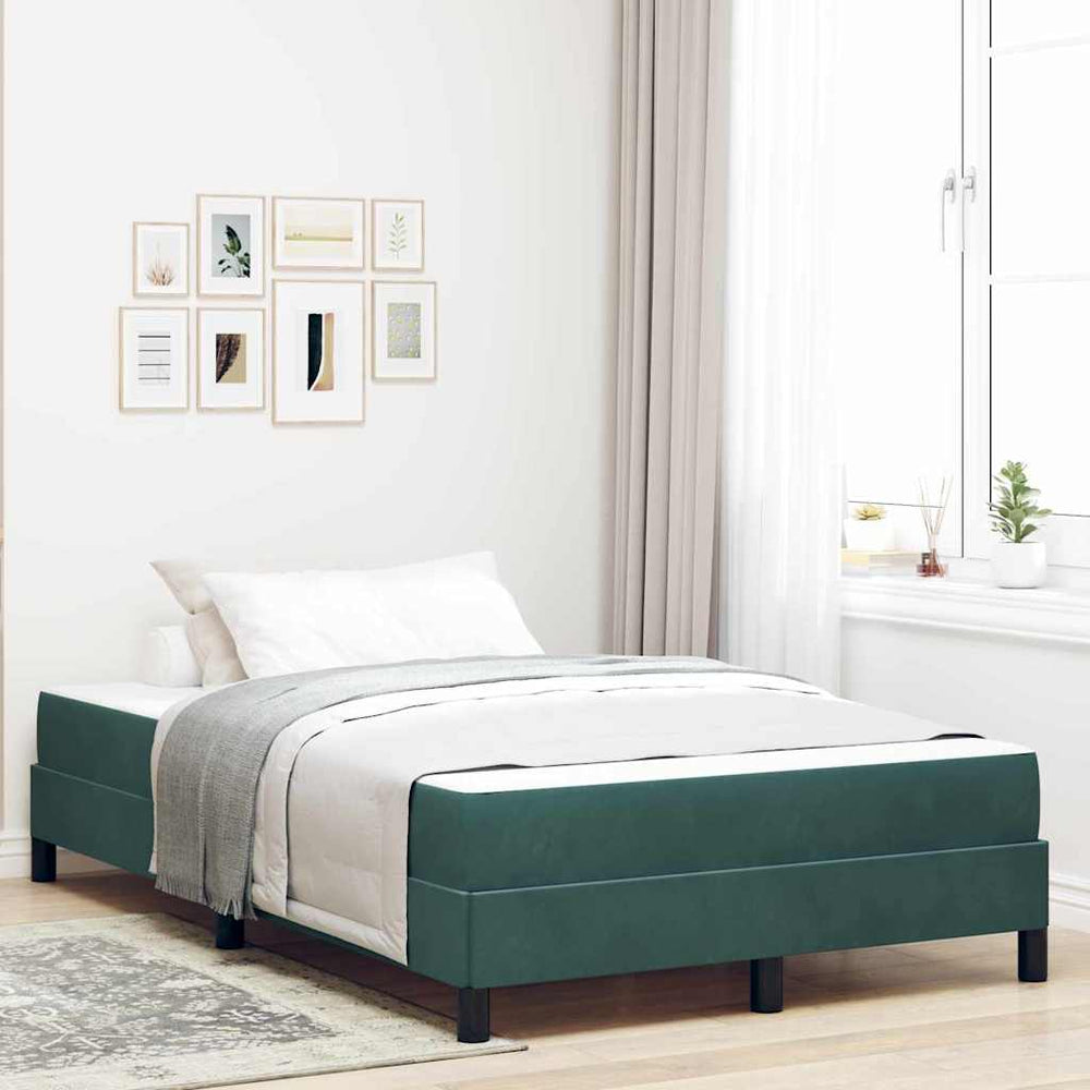 vidaXL Lit tapissier avec matelas vert foncé 120 x 220 cm Tissu