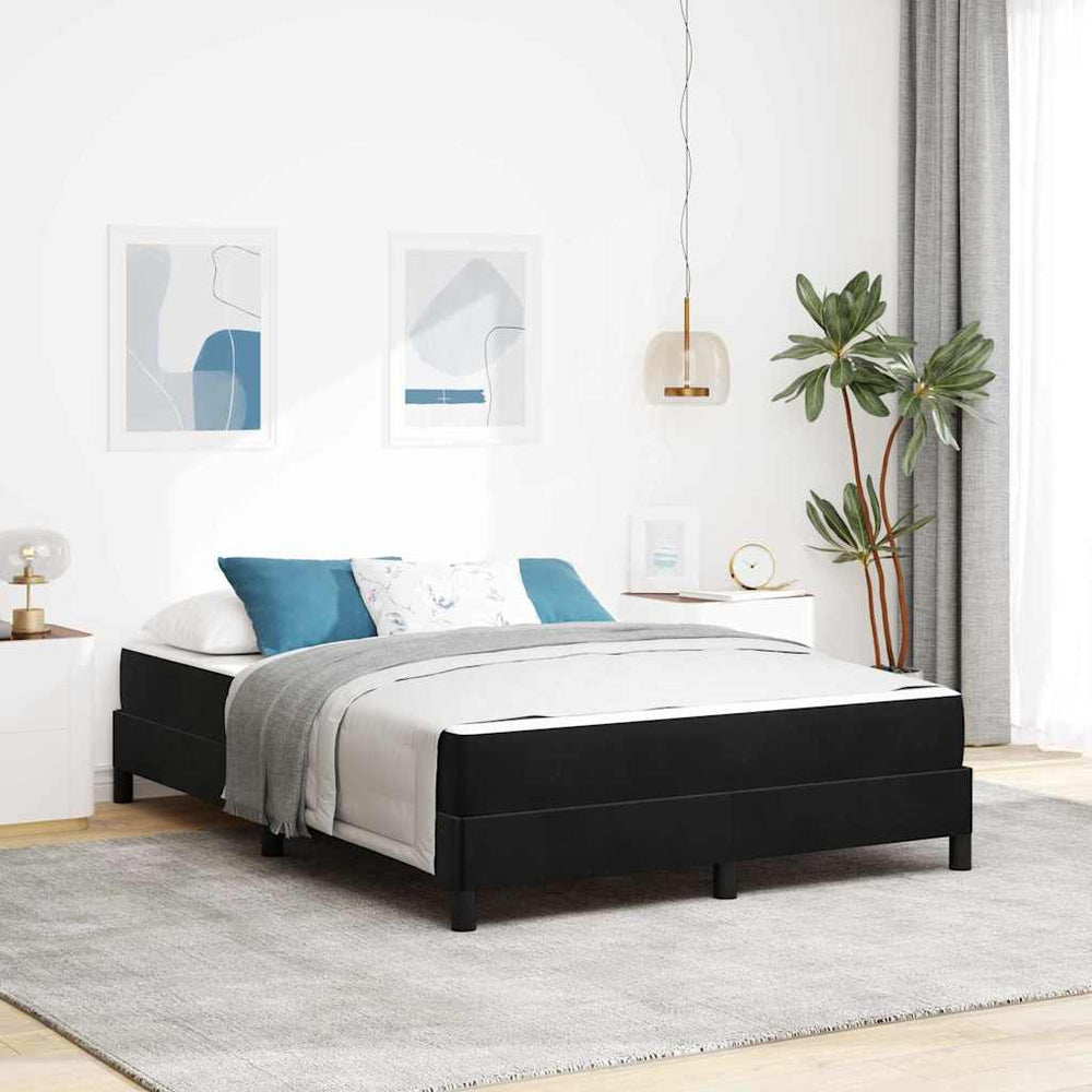 vidaXL Box Spring Bed with Mattress Black 140 x 220 cm Fabric