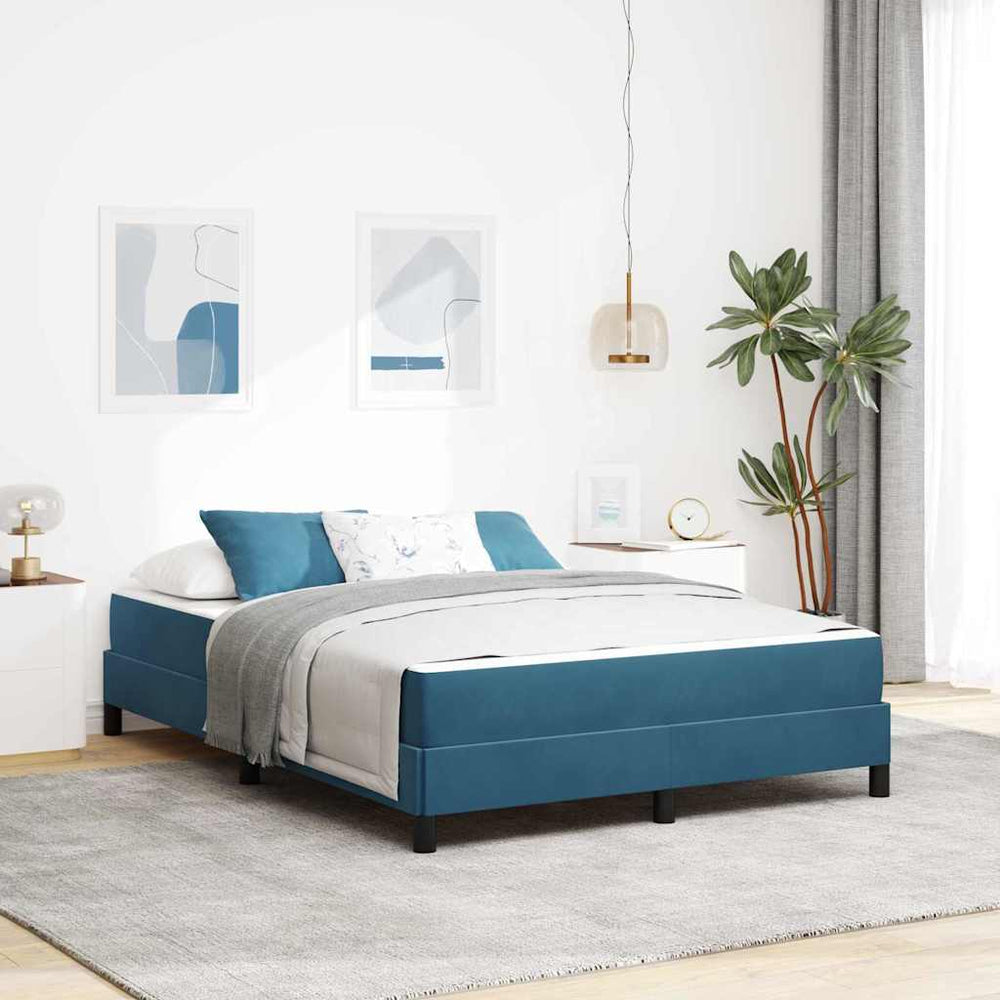vidaXL Lit tapissier avec matelas bleu foncé 140 x 220 cm Tissu