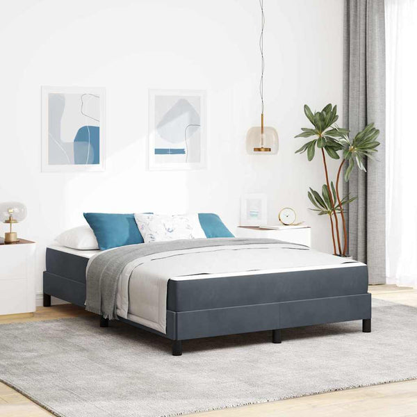 vidaXL Lit tapissier avec matelas Gris foncé 160 x 220 cm Tissu