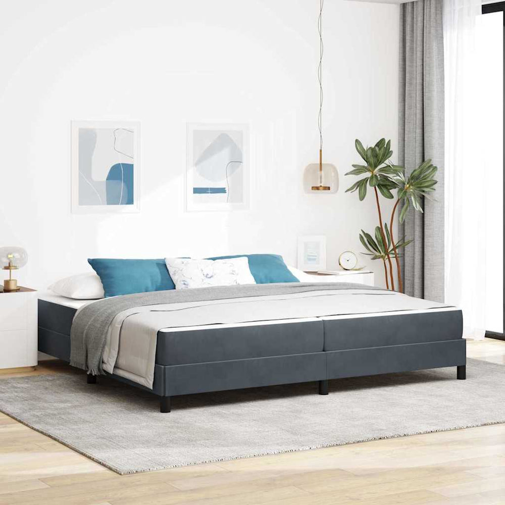 vidaXL Lit boxspring avec matelas Gris foncé 200 x 220 cm Tissu