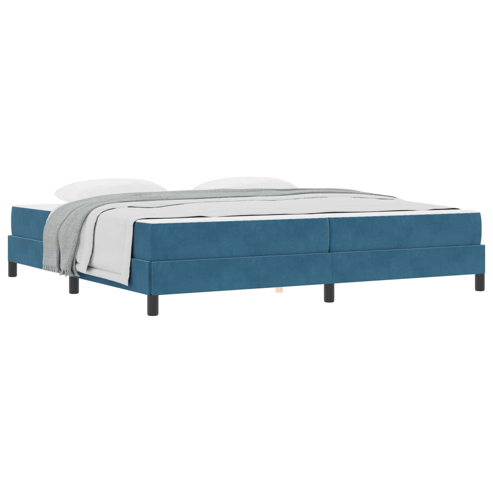 Lit boxspring vidaXL avec matelas bleu foncé 200 x 220 cm Tissu