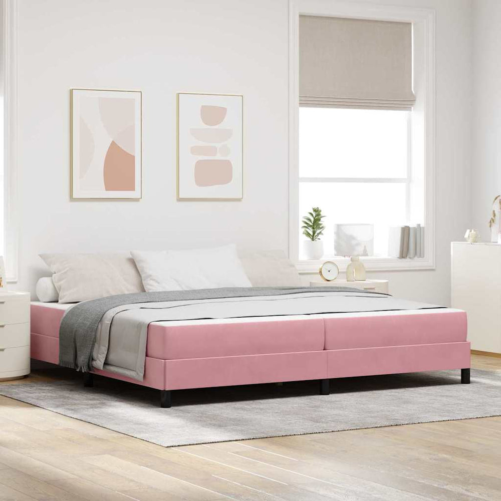 vidaXL Lit coffre avec matelas rose 200 x 220 cm tissu