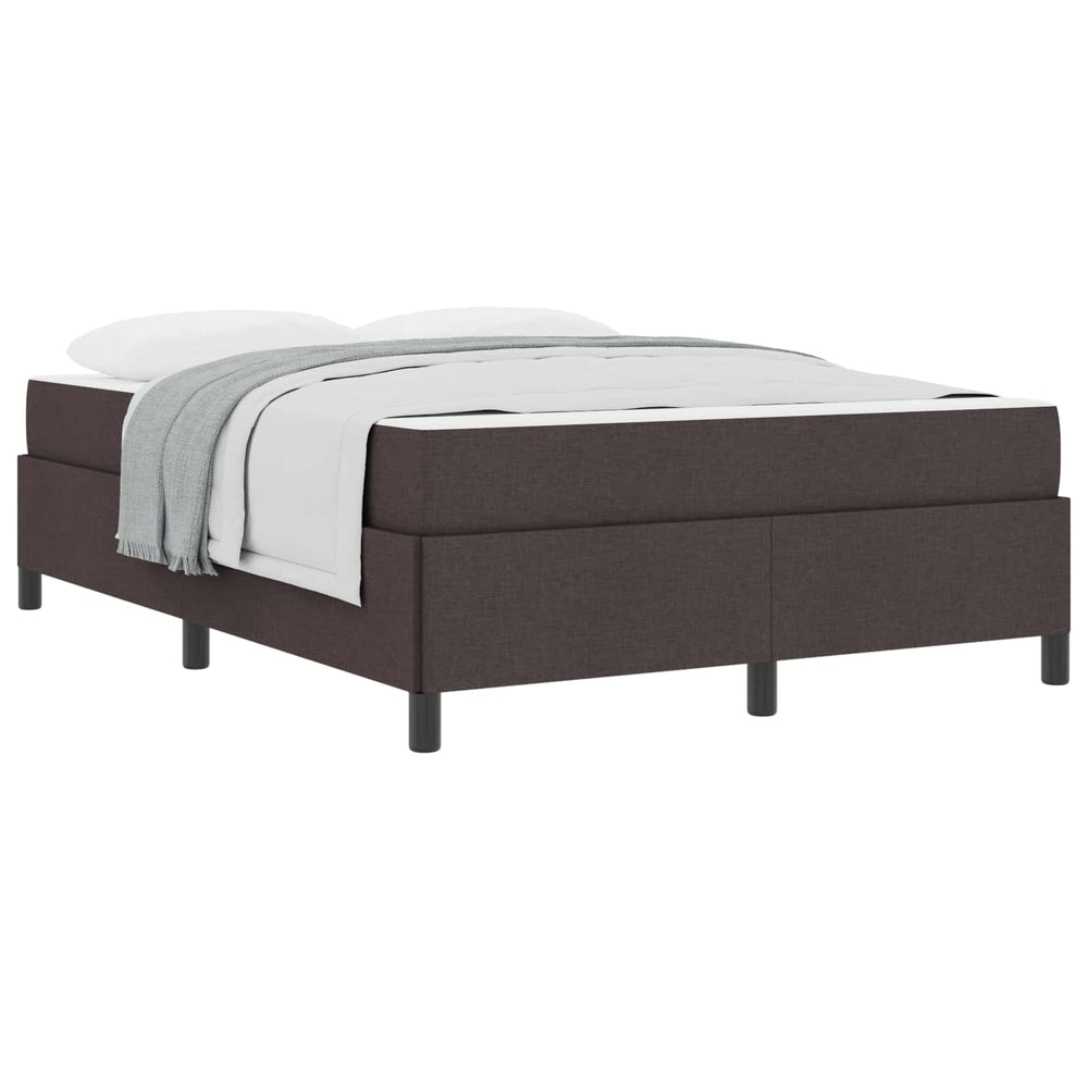 vidaXL Box Spring Bed Dark Brown 140 x 200 cm Fabric