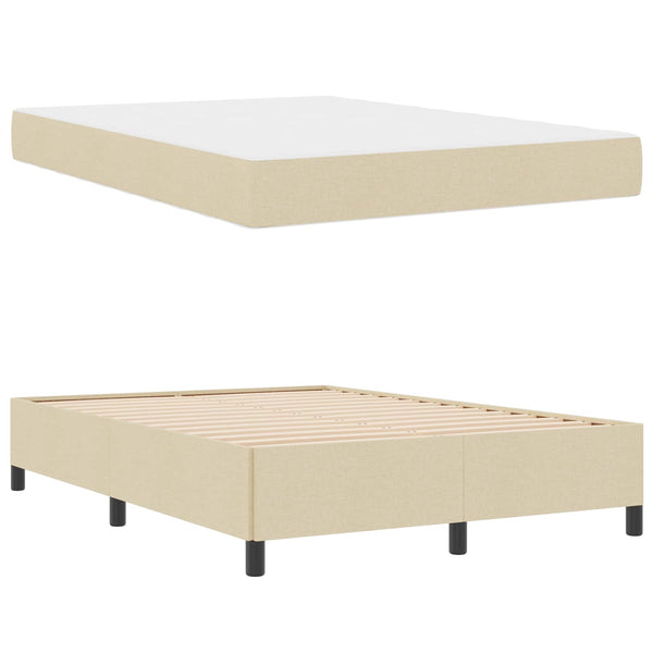 Boxspringbett Creme 140x200 cm Stoffbezug