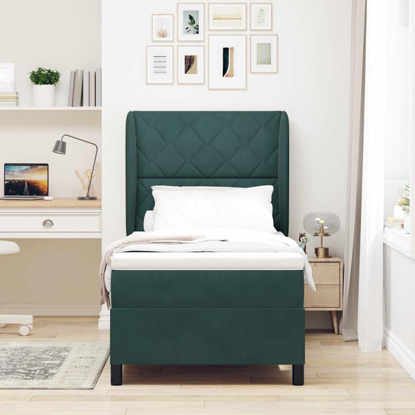 Boxspringbett Dunkelgrün Samt 200x90 cm