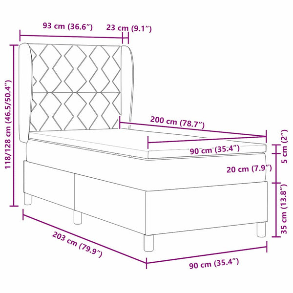 Boxspringbett Dunkelgrün Samt 200x90 cm