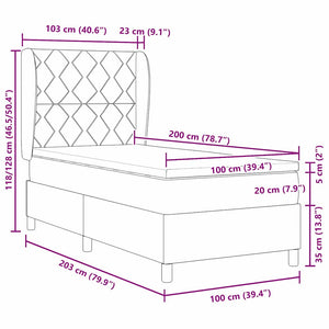 Boxspringbett Schwarz Samt 200x100 cm