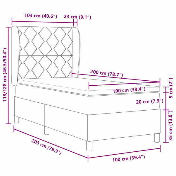 Boxspringbett Schwarz Samt 200x100 cm