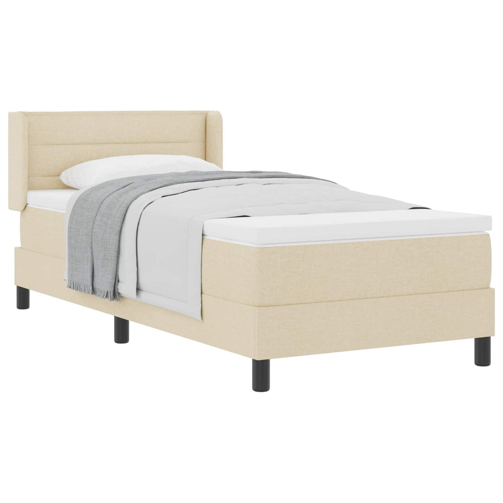 vidaXL Lit coffre tapissier avec tête de lit Crème 190 x 90 cm Tissu