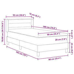 Boxspringbett Creme 190x90 cm mit Kopfteil