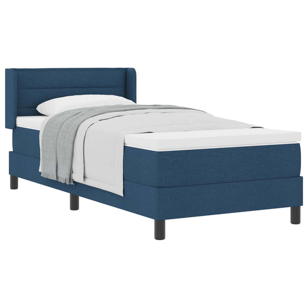 vidaXL Lit coffre avec tête de lit tissu bleu 190 x 90 cm