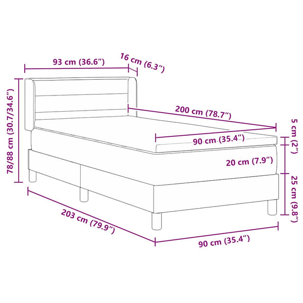 Boxspringbett Dunkelgrau 200x90 cm