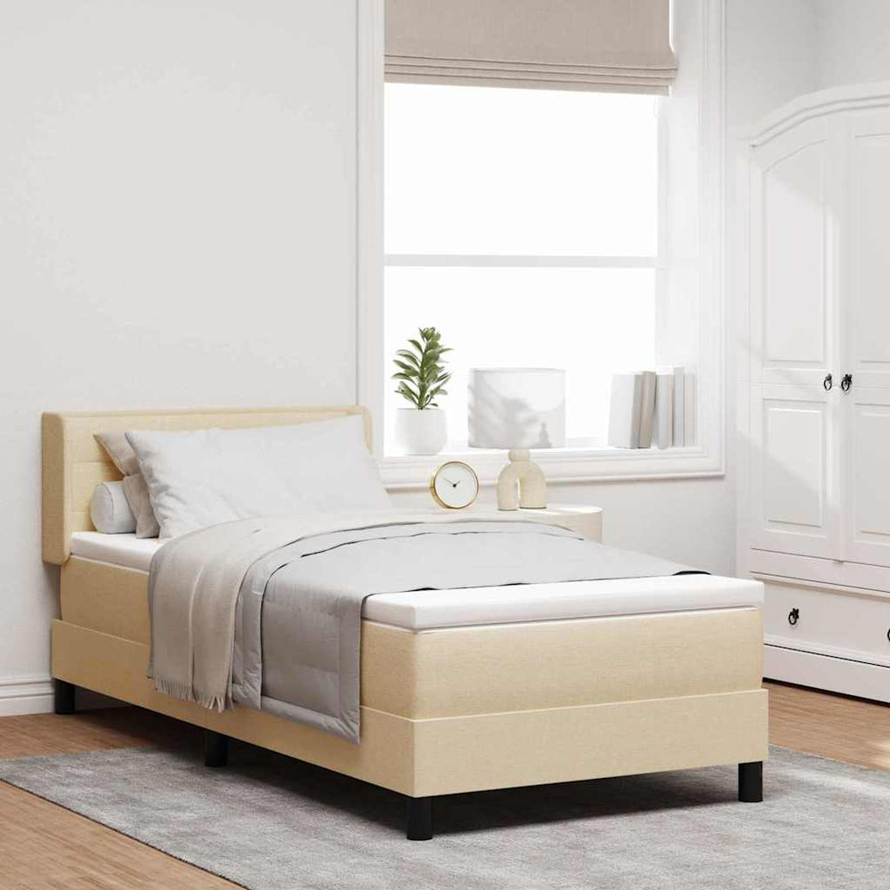vidaXL Box Spring Bed with Headboard Cream 200 x 100 cm Fabric