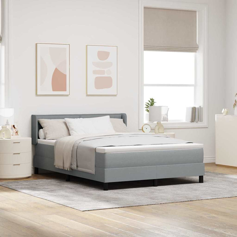 vidaXL Lit coffre avec tête de lit gris clair 190 x 140 cm tissu