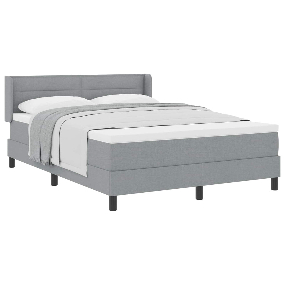 vidaXL Lit coffre avec tête de lit gris clair 190 x 140 cm tissu