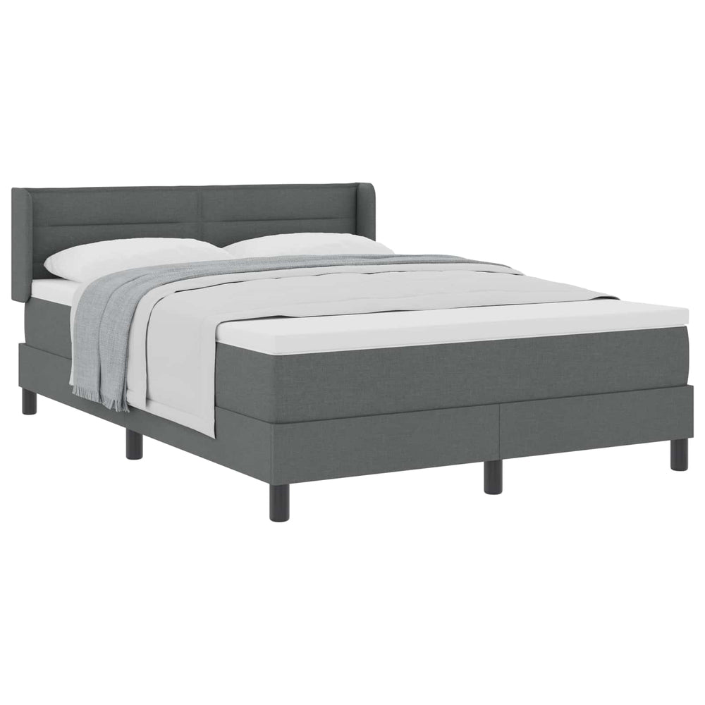 vidaXL Box Spring Bed with Headboard Dark Grey 190 x 140 cm Fabric