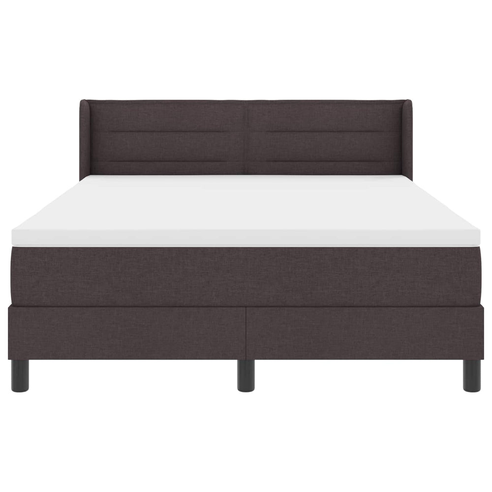 vidaXL Box Spring Bed with Headboard Dark Brown 190 x 140 cm Fabric