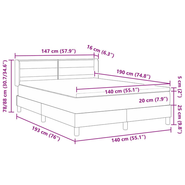 Boxspringbett Dunkelbraun 190x140 cm