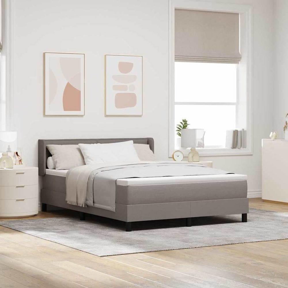 vidaXL Box Spring Bed with Headboard Taupe 190 x 140 cm Fabric
