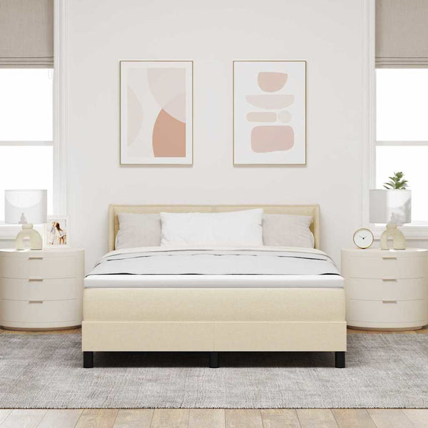 vidaXL Lit coffre tapissé avec tête de lit crème 190 x 140 cm tissu
