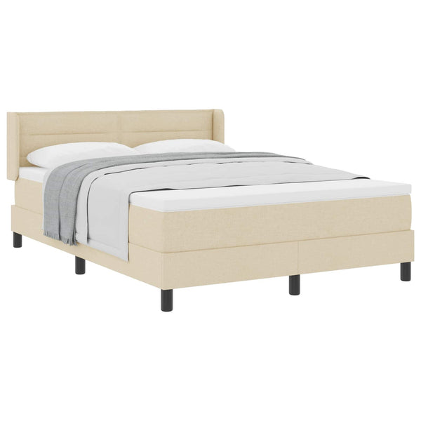 vidaXL Lit coffre tapissé avec tête de lit crème 190 x 140 cm tissu