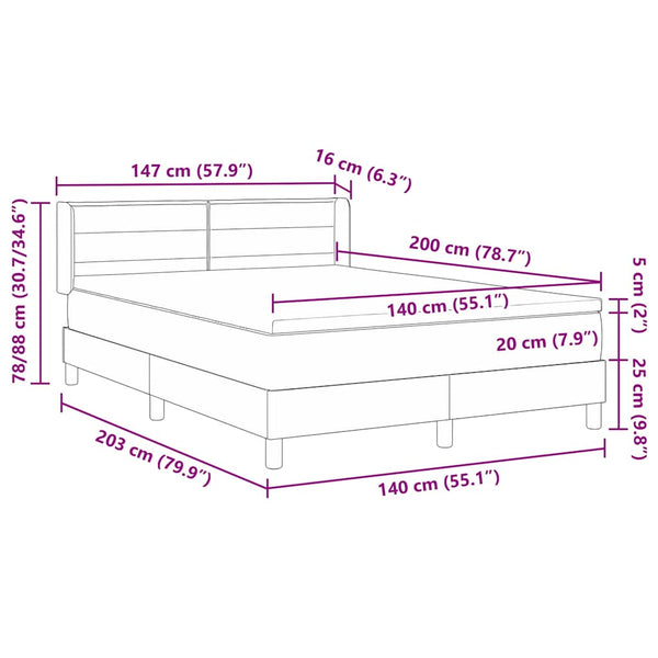 Boxspringbett Taupe 200 x 140 cm