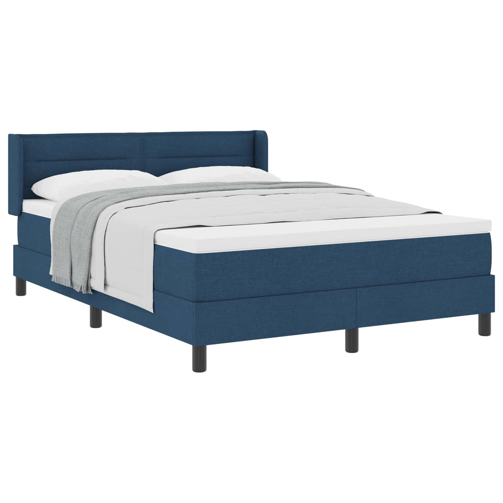 vidaXL Box Spring Bed with Headboard Blue 200 x 140 cm Fabric