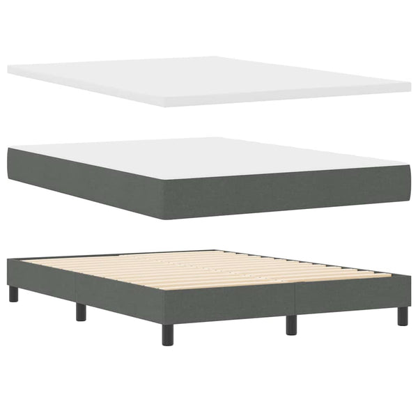 vidaXL Lit boxspring avec tête de lit Gris foncé 200 x 160 cm Tissu