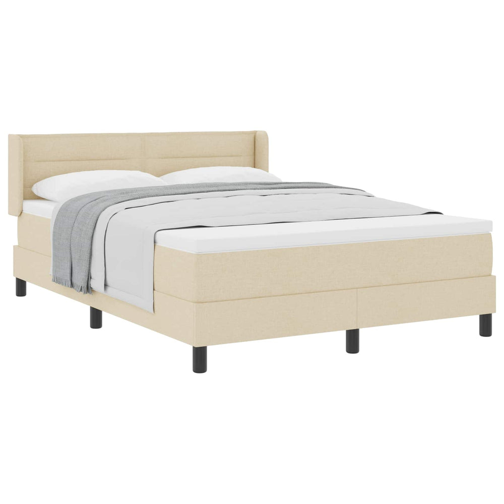vidaXL Lit coffre tapissier avec tête de lit crème 200 x 160 cm tissu