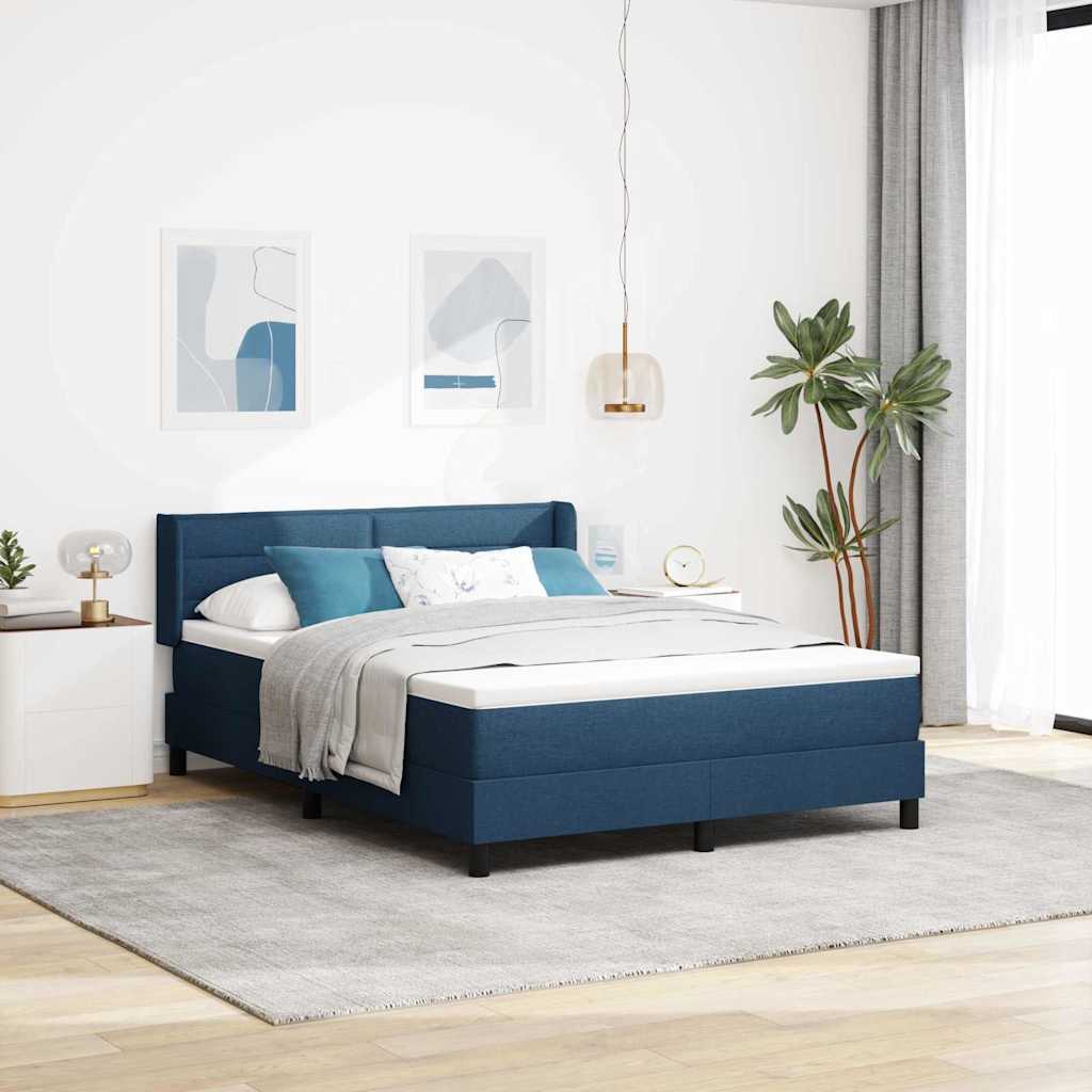 vidaXL Lit coffre avec tête de lit bleu foncé 200 x 160 cm Tissu