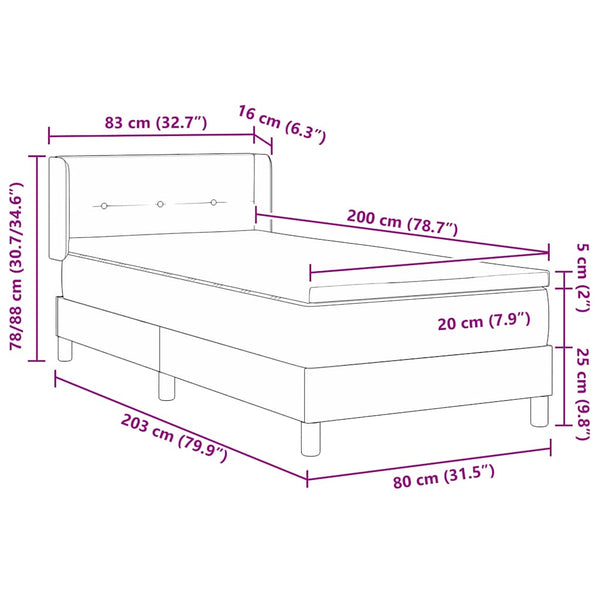 Boxspringbett Blau 200 x 80 cm