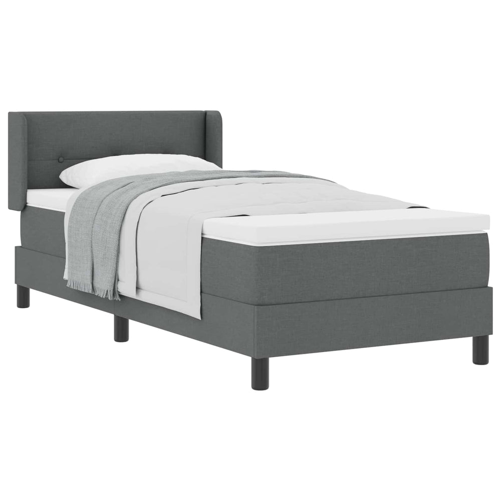 vidaXL Box Spring Bed with Headboard Dark Grey 190 x 90 cm Fabric