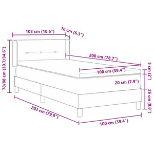 Boxspringbett Hellgrau 200x100 cm