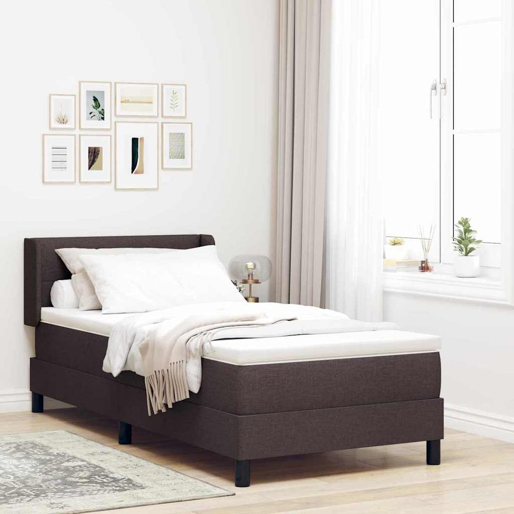 vidaXL Box Spring Bed with Headboard Dark Brown 200 x 100 cm Fabric