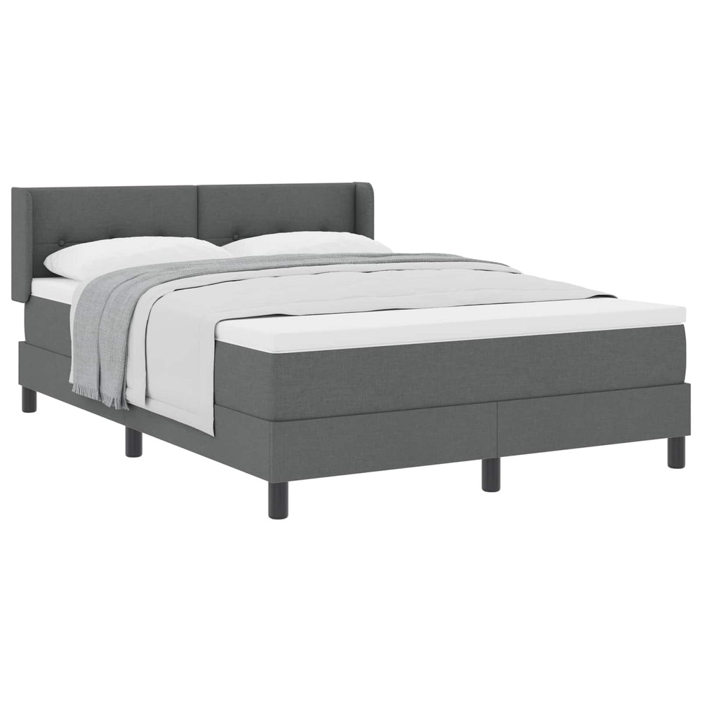 vidaXL Lit à sommier tapissier avec oreillers gris foncé 190 x 140 cm Tissu