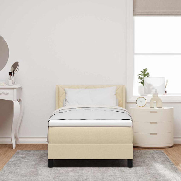 Boxspringbett Creme 190x90 cm mit Kopfteil