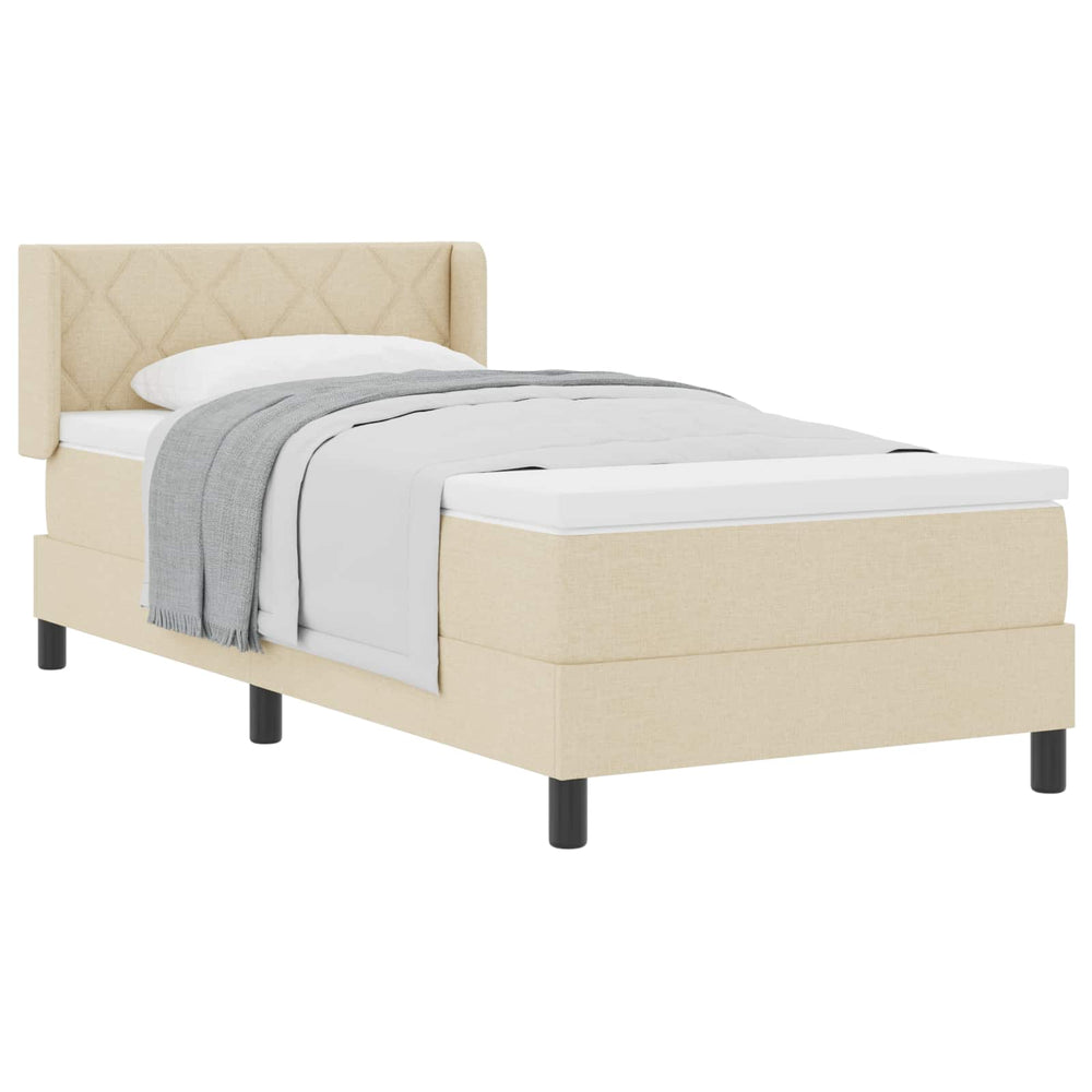 vidaXL Lit tapissier avec oreillers et tête de lit crème 190 x 90 cm tissu