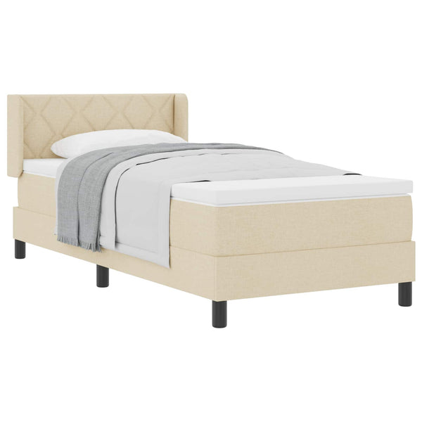 Boxspringbett Creme 190x90 cm mit Kopfteil