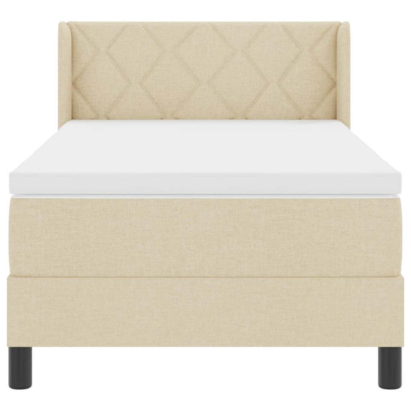 Boxspringbett Creme 190x90 cm mit Kopfteil