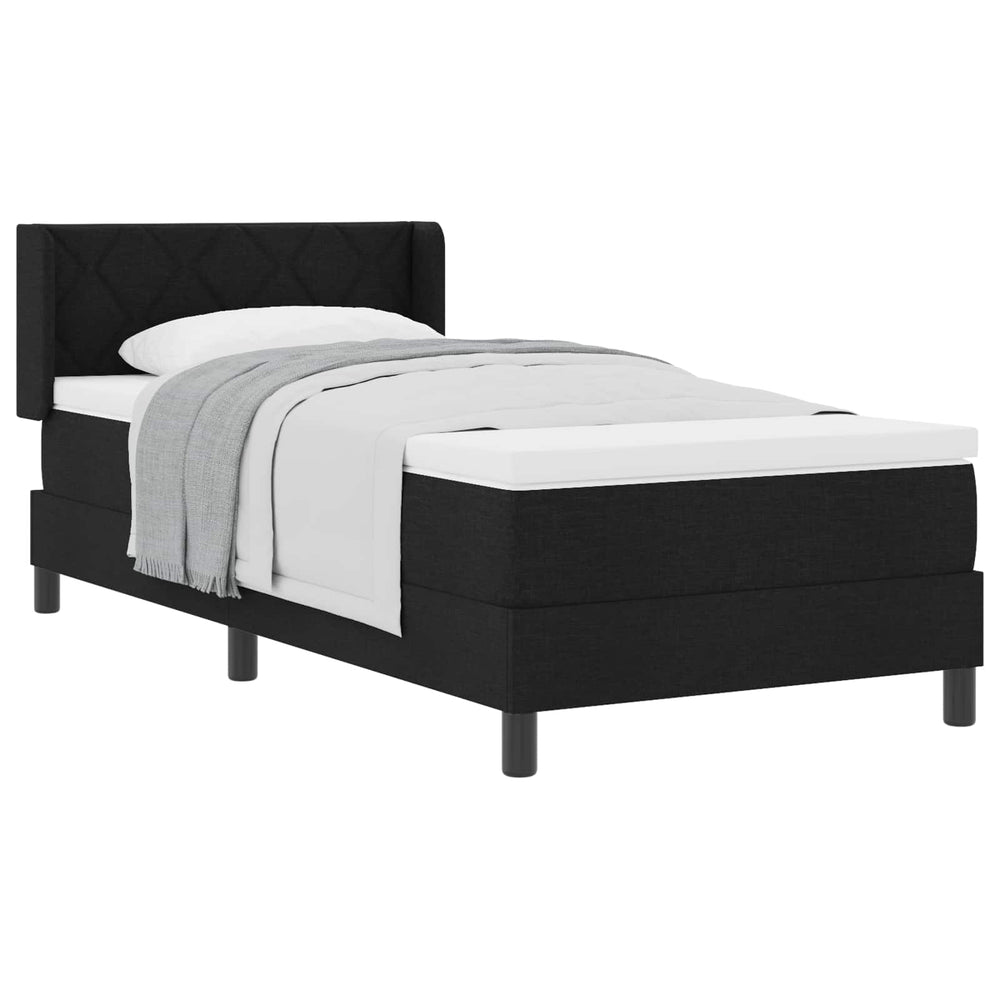 vidaXL Lit boxspring avec oreillers Noir 200 x 100 cm Tissu